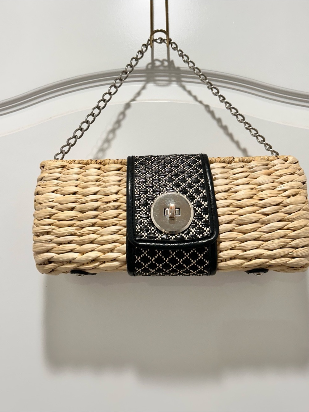 Kelly & Katie Straw Clutch Purse Chain Strap Woven Raffia Evening Bag Boho